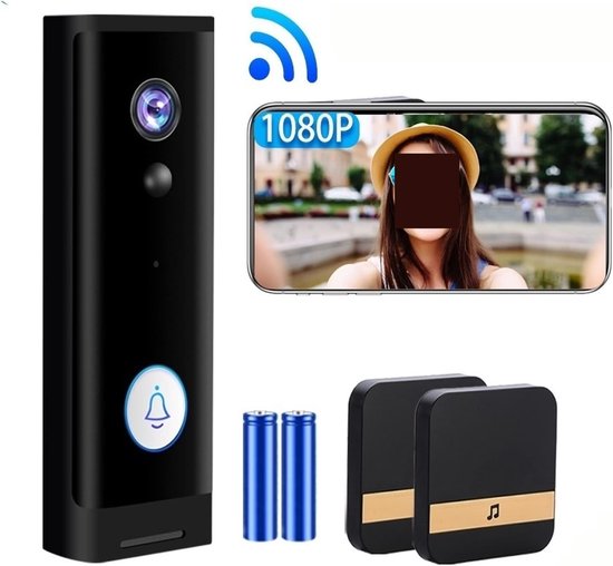 Deurbel Camera - Slimme Draadloze - Huis Beveiligen - Nachtzicht PIR Alarm - 1080P HD - Zwart — afbeelding 4