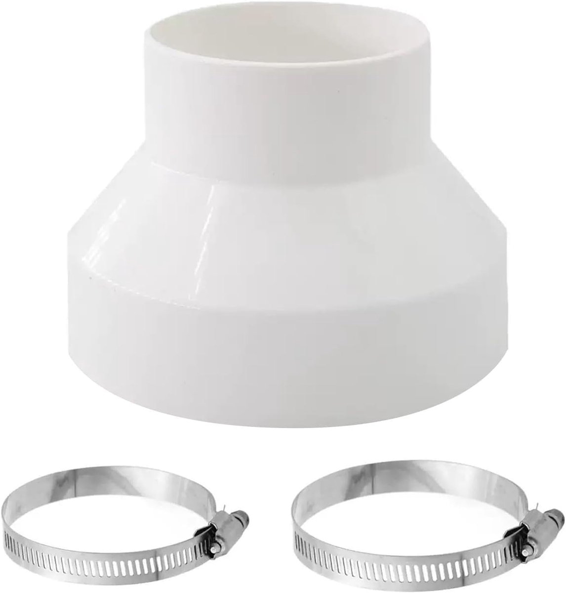 Afvoerslangadapter 150 mm naar 100 mm - ABS kunststof - met 2 roestvrijstalen slangklemmen - ShopVlot