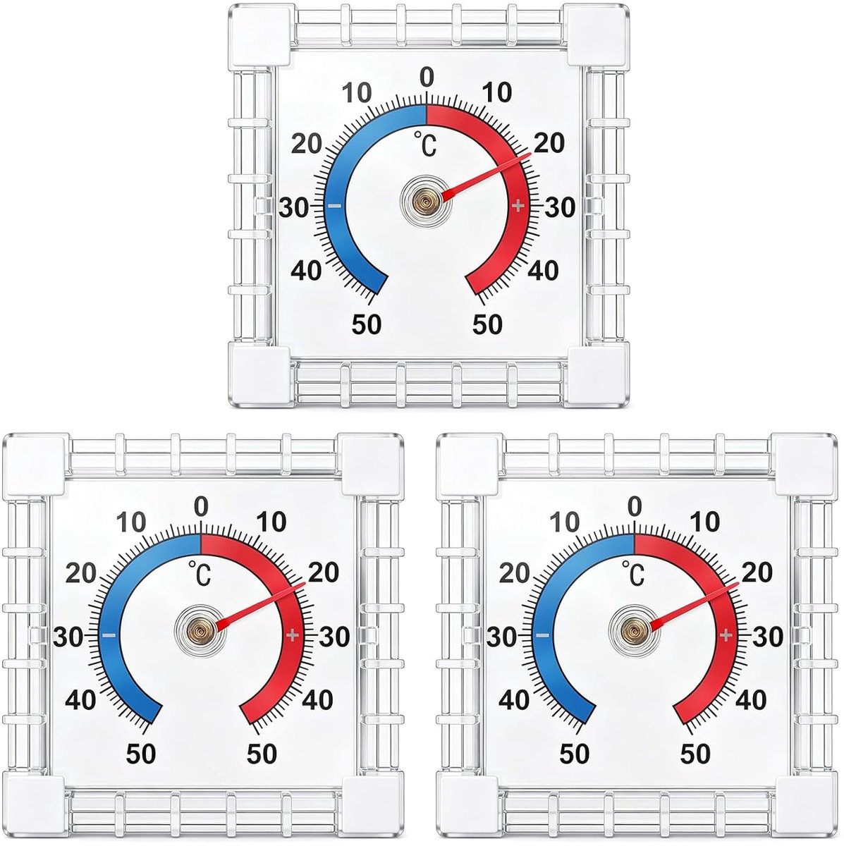 Raamthermometers 3 stuks - Weerbestendig - Nauwkeurige meting tot ±50°C - Perfect voor tuin en balkon - ShopVlot