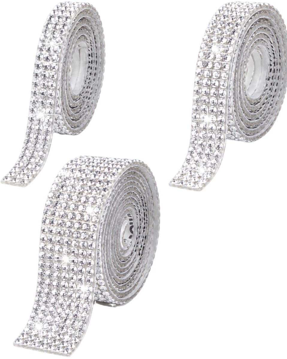 Plakband strass zilver glitter - antislip - nauwkeurig gesneden - voor decoratie van schoolkleding - ShopVlot