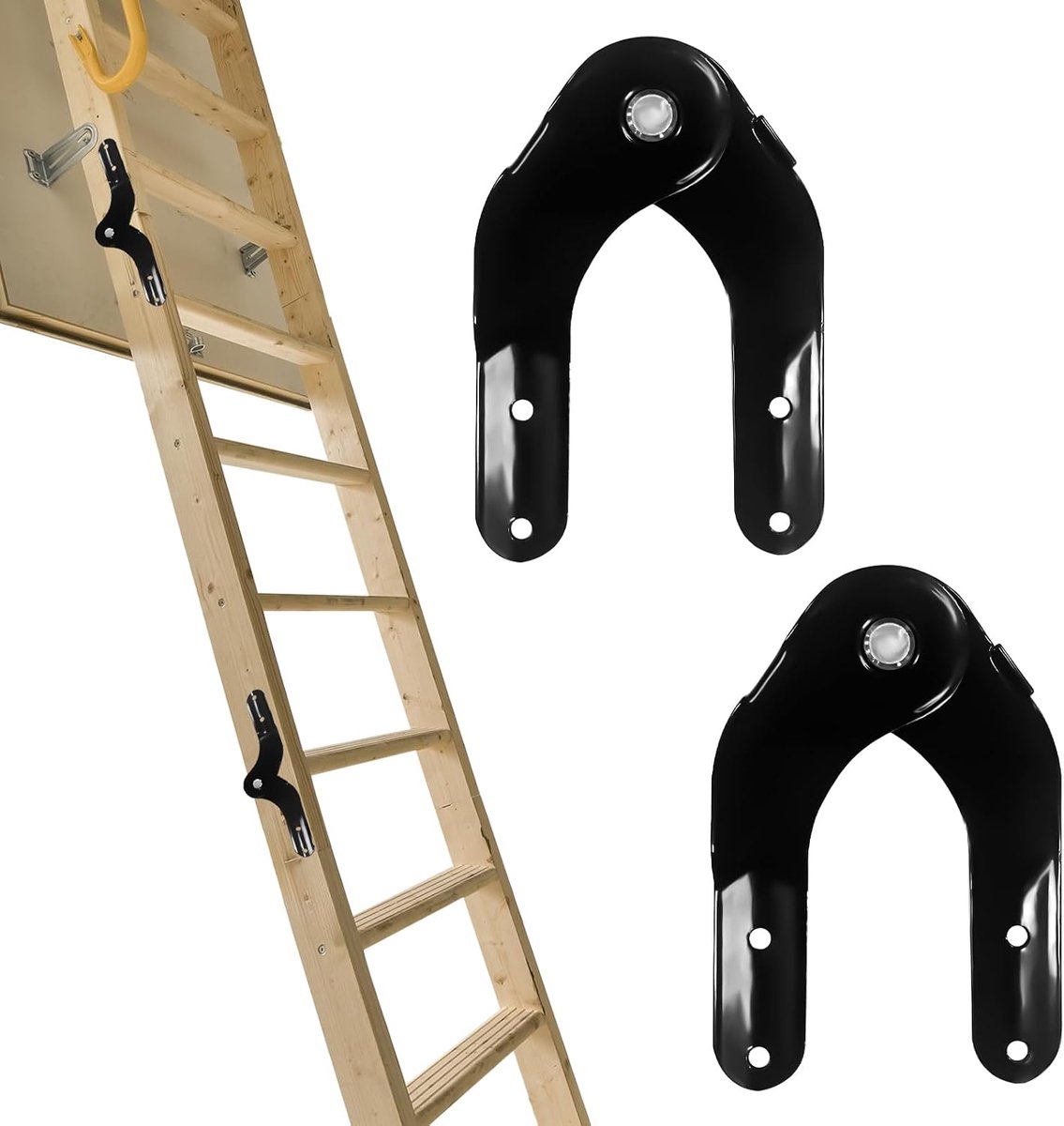 Zolderladder Hengen - Zwart - Set van 2 - Verstevigt de stabiliteit van uw vouwladder - ShopVlot
