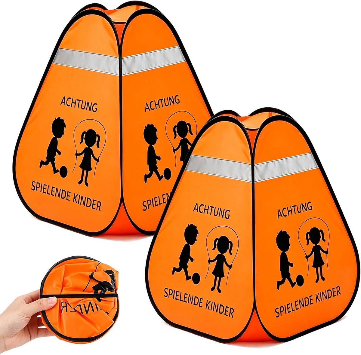Verkeersbordjes voor kinderen - oranje opvouwbaar - waarschuwingskubus - veilig voor schoolwegen - ShopVlot
