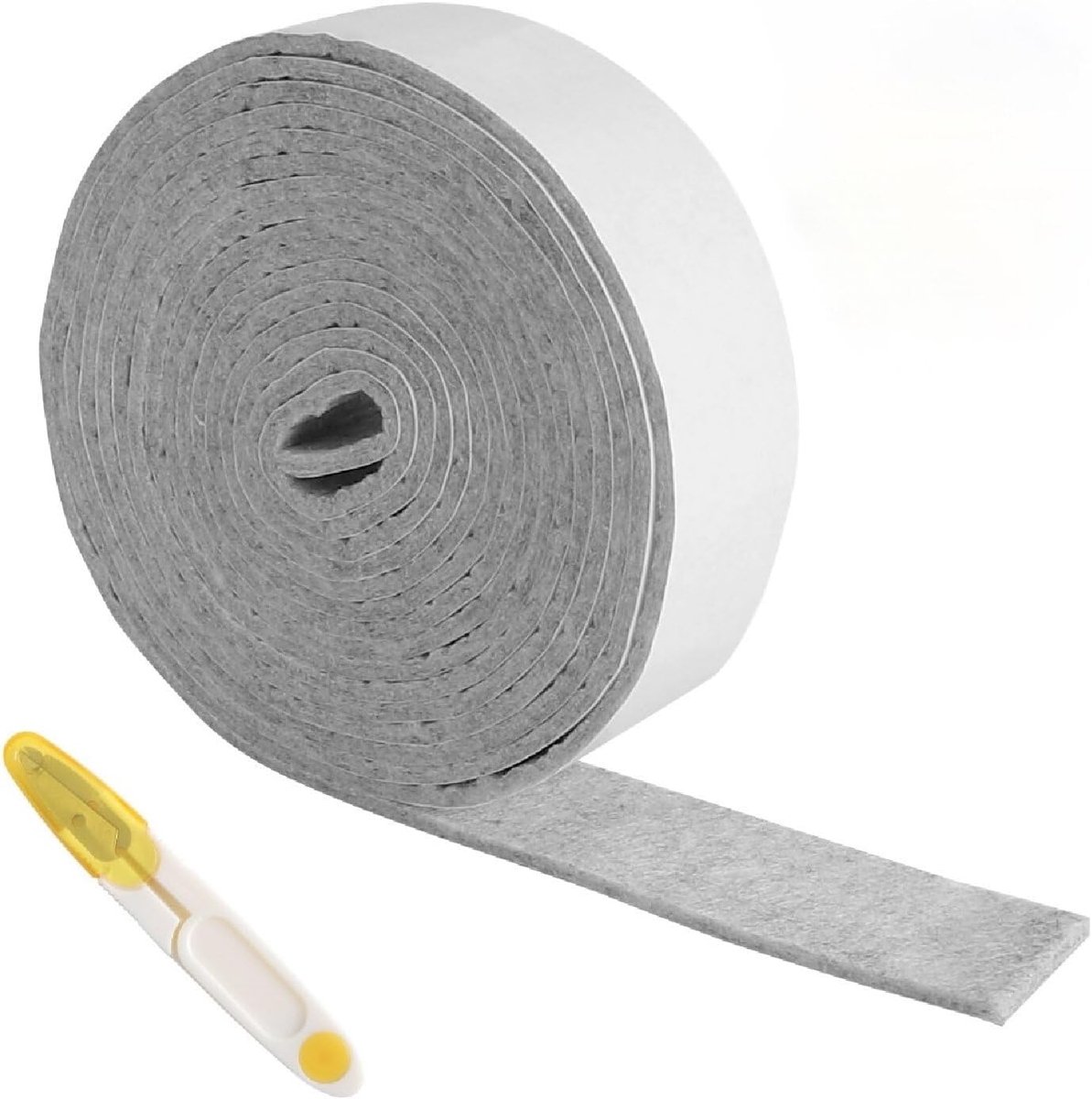 Viltband 6 m x 3 cm - grijs viltstrips - zelfklevend met schaar - vochtabsorberend en glijders voor meubels - SnelShoppen