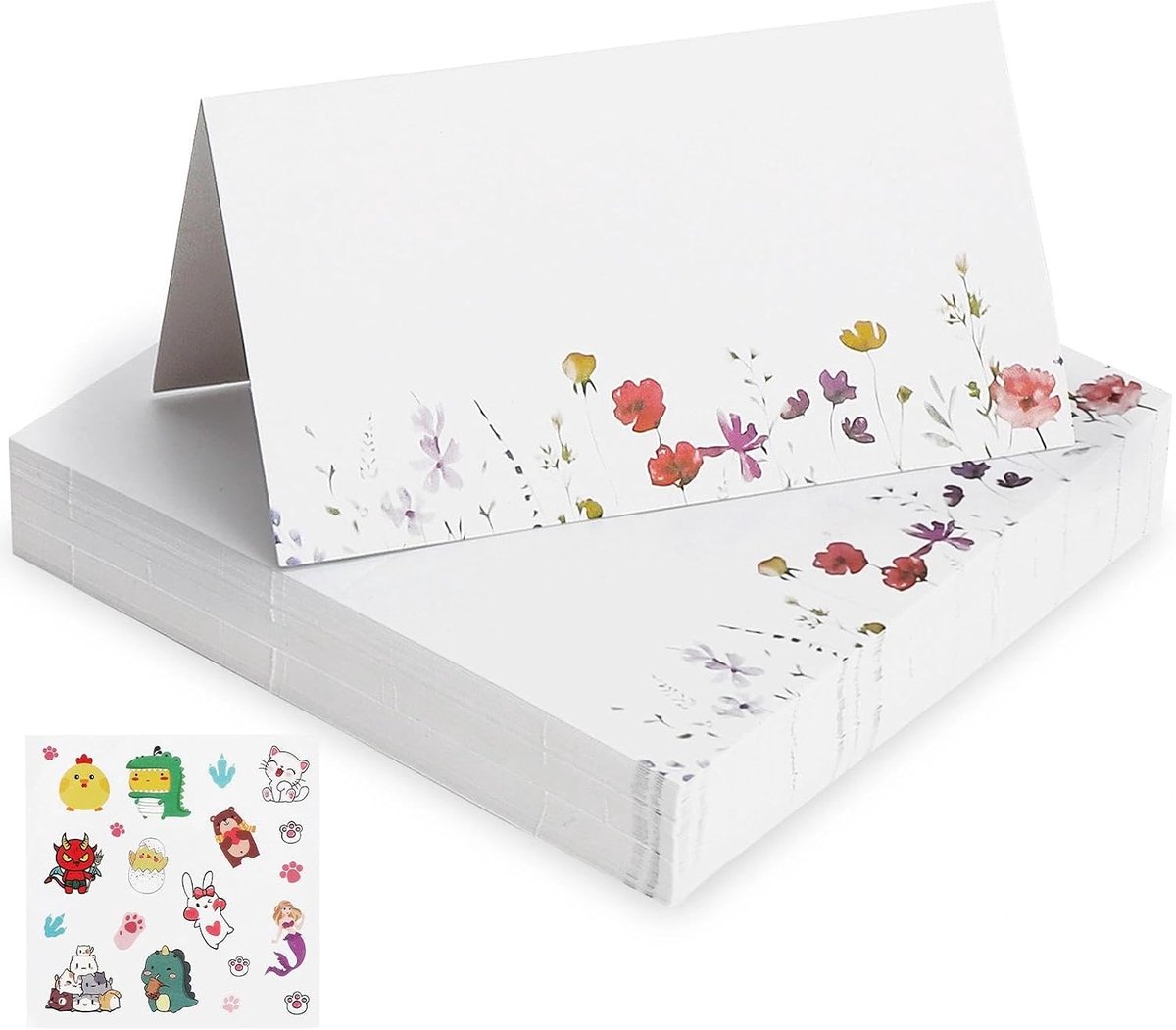 Tafelkaarten Bruiloft 10 x 9 cm - 50 Stuks van 300 g Papier - Bloemen Plaatskaartjes - Perfecte Tafeldecoratie - SnelShoppen