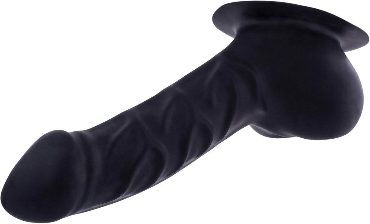 Latex sleeve 14 cm - zwart - anatomisch design - voor intensere momenten - ShopVlot