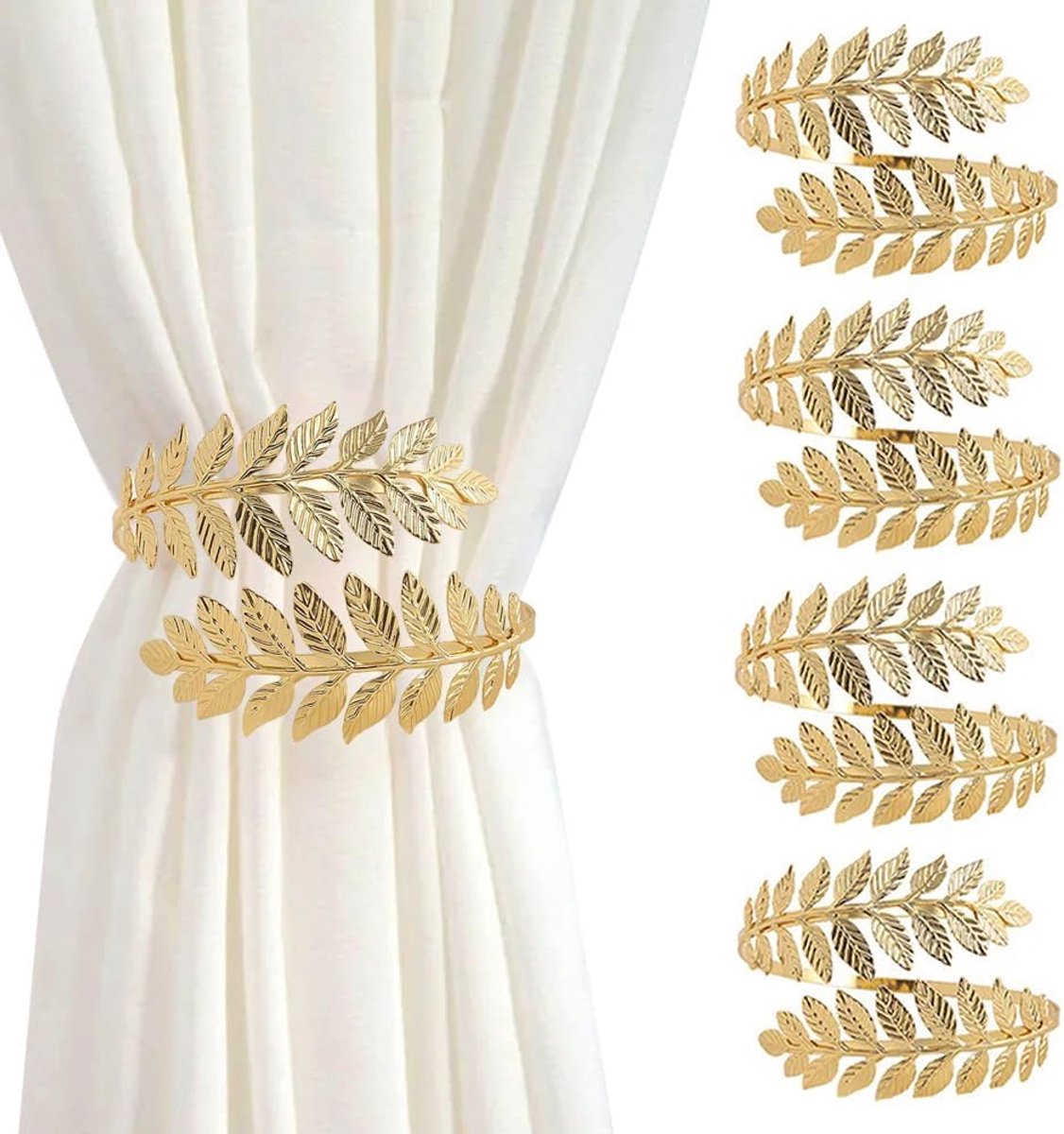 Gordijnhaken Gold Leaf - Metaal Decoratieve Accessoires - Elegante Afwerking - Perfect voor Woonkamer of Slaapkamer - ShopVlot