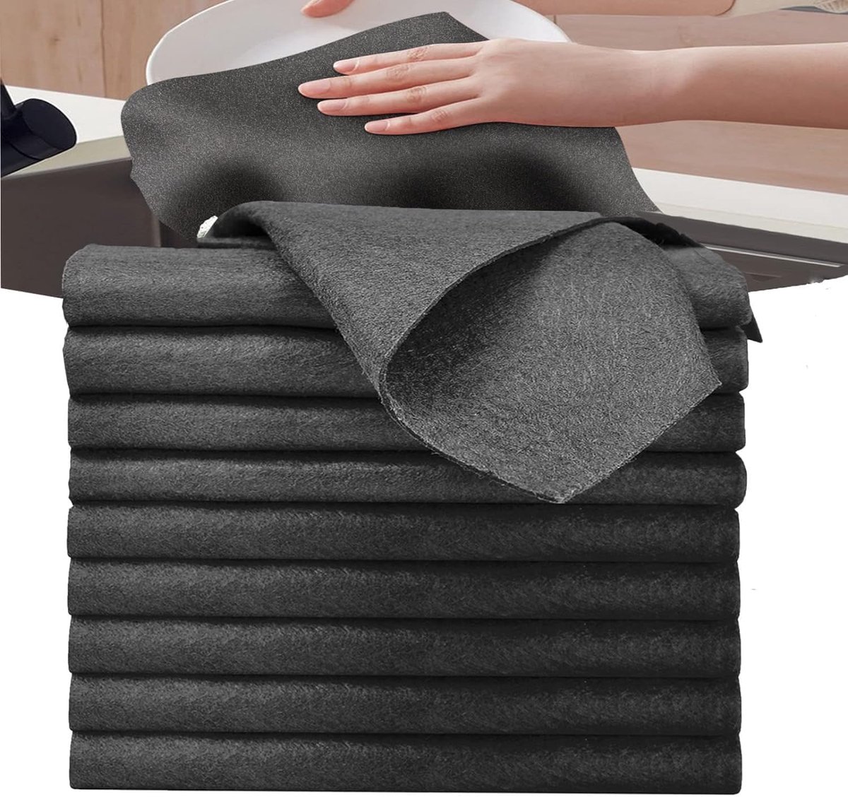 SnelShoppen - 10 Stuks Dikke Microvezeldoeken Herbruikbaar, 30x30 cm, Absorberend, Geen Strepen, Perfect voor Keuken, Glazen, Auto's en Ramen