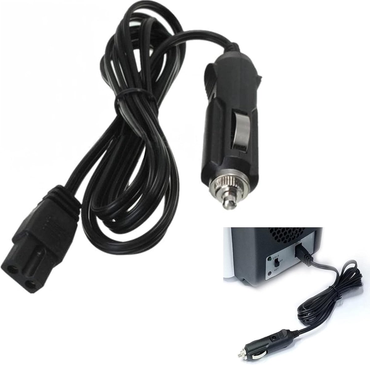 SnelShoppen - 2m 12V Koelbox Koelkast Aansluitkabel Sigarettenaansteker 2-Pin Stekker voor Elektrische Koelers, Ideaal voor Camping en Picknicks