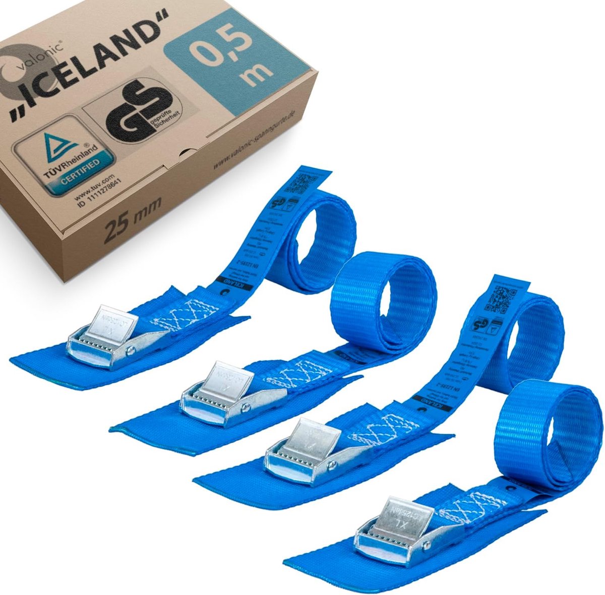 Lashing straps 4 x 0.5 m - 250 kg - met klemvergrendeling - beschermt uw lading - ShopVlot