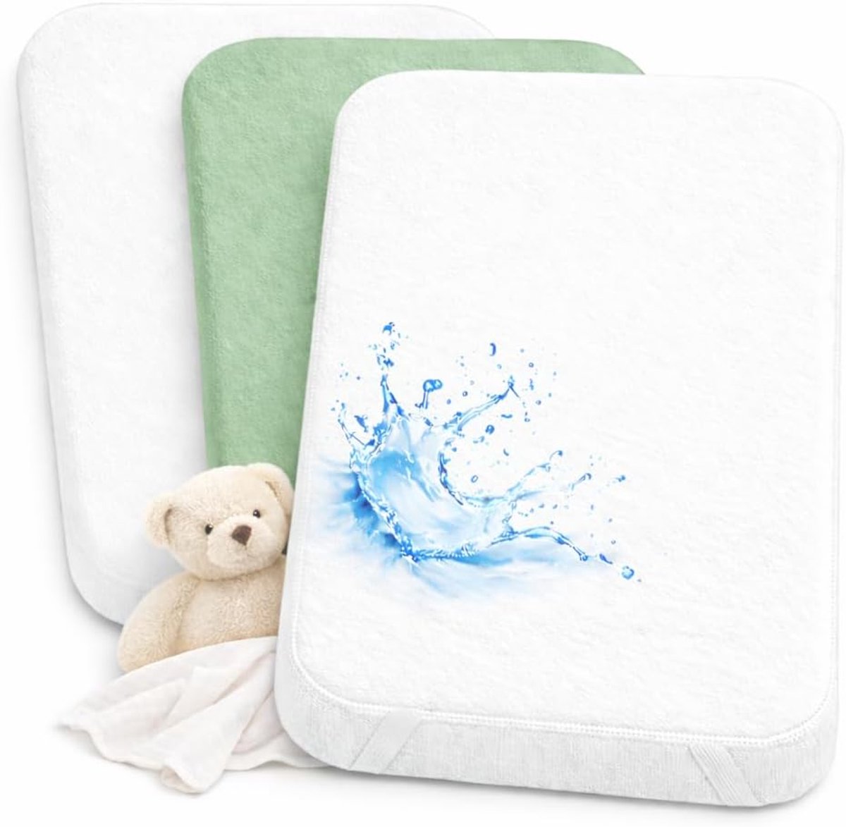 Fitted Sheet 55 x 90 cm - 2 Stuks + Waterdichte Matrasbeschermer - Oeko-Tex Certificaat - Ideaal voor Co-Sleeping - ShopVlot