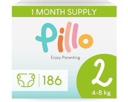SnelShoppen - Pillo Luiers Maat 2 - 186 Luiers in 6 Packs van 31 Stuks - Mini (4-8kg) - Zachte en Ademende Luiers voor Pasgeborenen