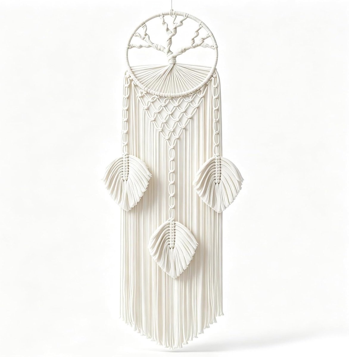 dromenvanger levensboom - macramé wanddecoratie - handgemaakt katoen - boho sfeer in slaapkamer - ShopVlot