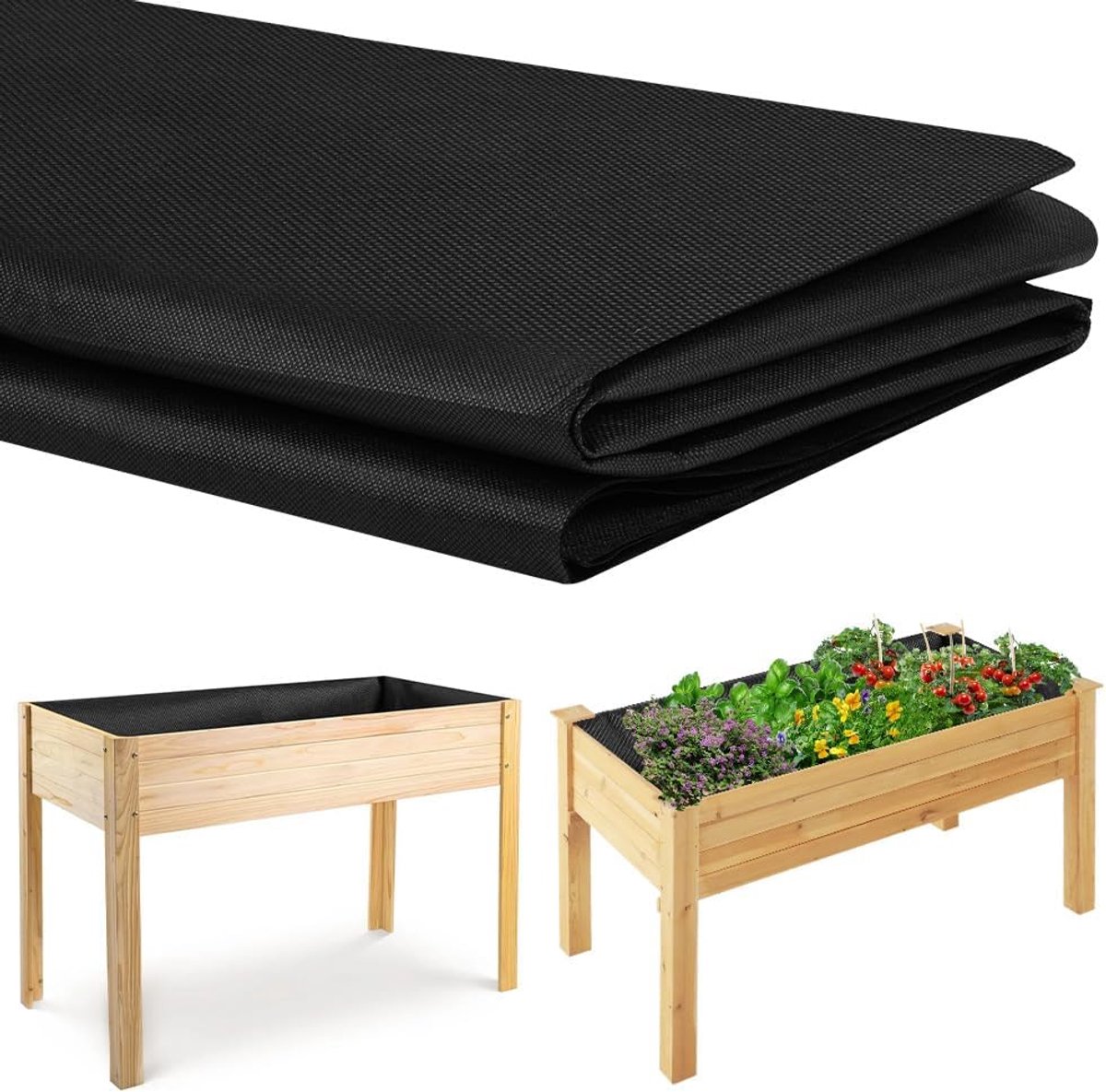 Plantenliner voor grote groentetroggen - 1,60 x 2,10 m - niet-geweven materiaal - ideaal voor raised beds - ShopVlot