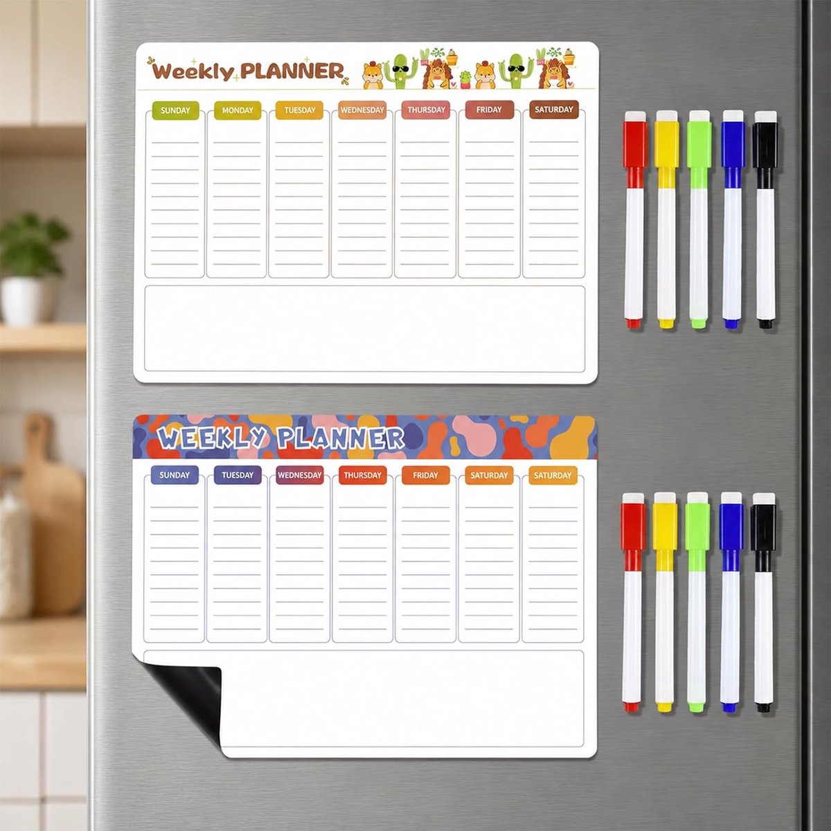 Magnetisch weekplanner 30 x 42 cm - Wasbaar whiteboard - Inclusief 10 markerpennen - Perfect voor organisatie - ShopVlot