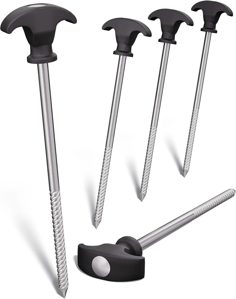 Tentpinnen 21 cm - Stalen stormvaste pinnen - Robuuste schroefpinnen - Ideaal voor camping - ShopVlot