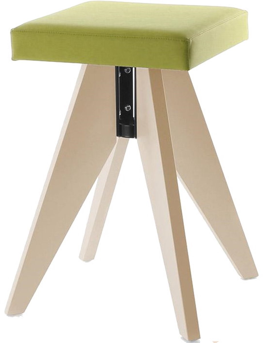 Houten Kruk TECHNO met Zacht Eco-Leder Zitting - Ambachtelijk