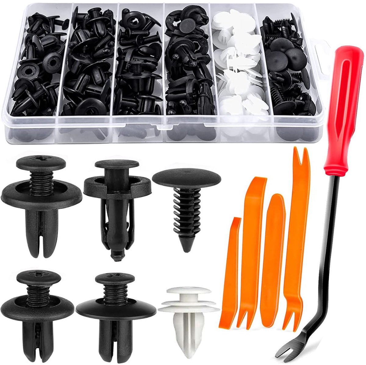 Plastic rivets set 450 stuks - universele autoklemmen - 18 maten - inclusief demontagetool - ShopVlot
