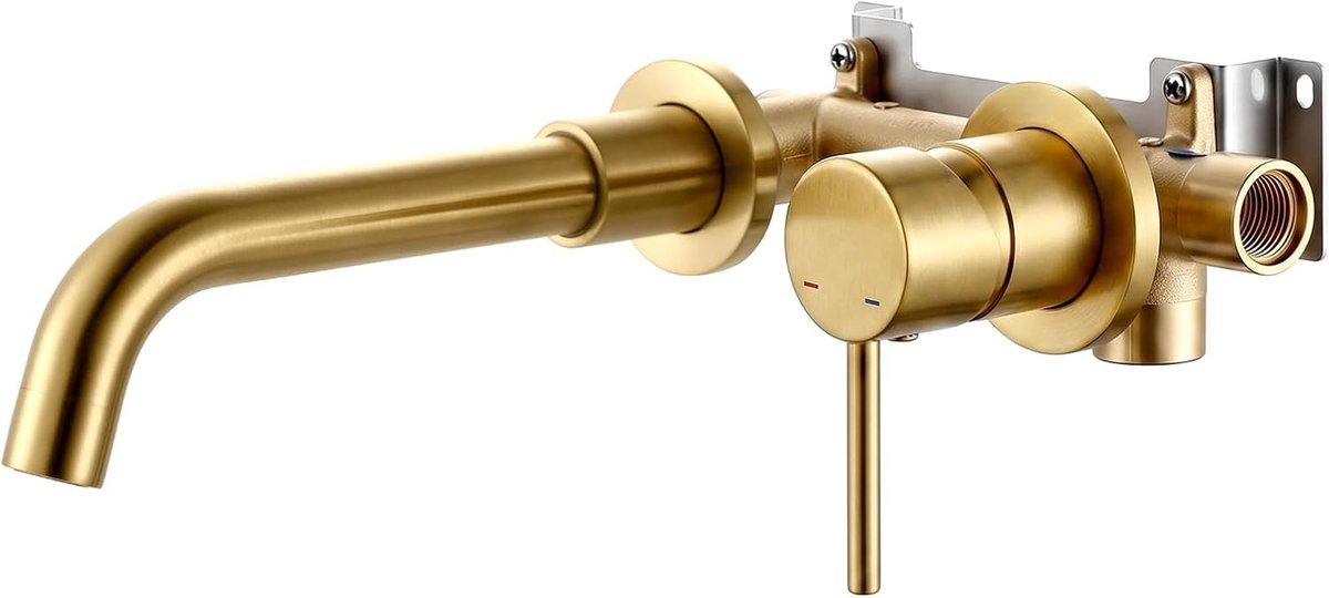 Wasbakkraan 360° draaibaar - wandmontage - koper met keramische cartridge - waterbesparend - ShopVlot