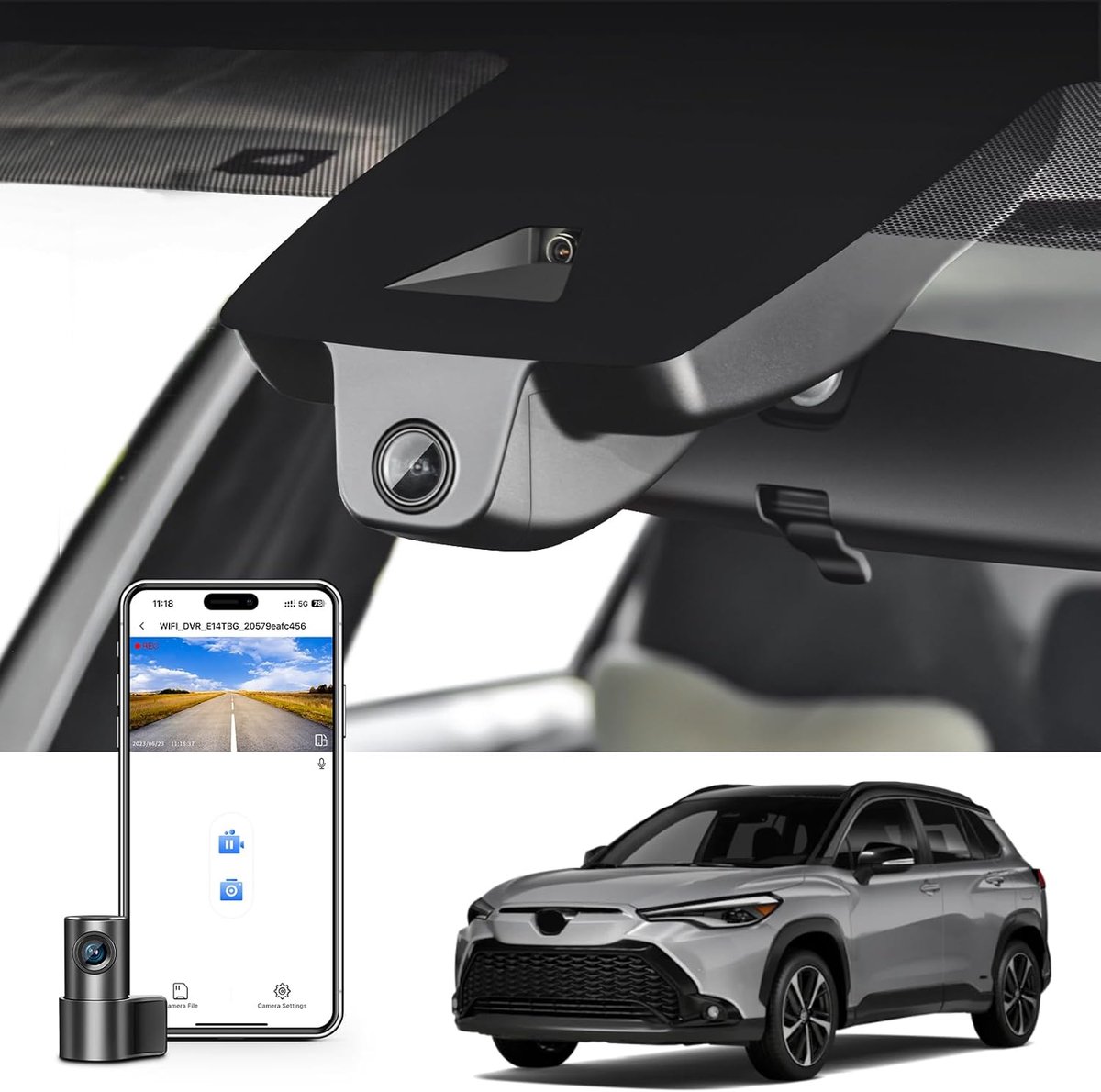 Dashcam 4K+1080P voor Toyota Corolla Cross - Voor- en Achtercamera - Loopopname, G-sensor, WiFi - Veilig autorijden - ShopVlot