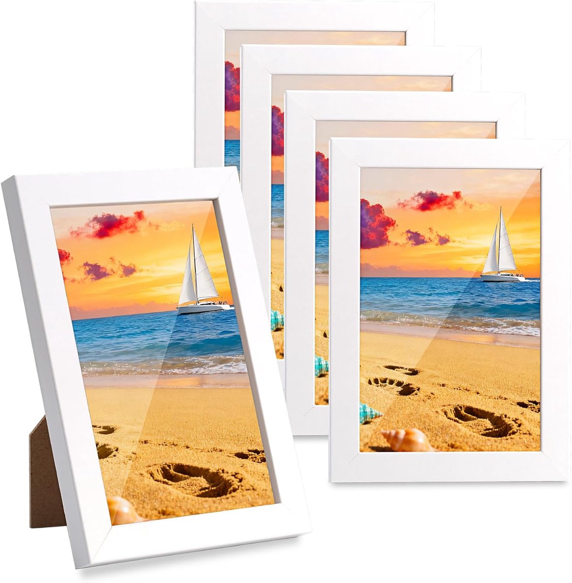 Fotolijsten 6x4 inch - witte massief houten lijst - eenvoudig te monteren - perfect voor thuisdecoratie - ShopVlot