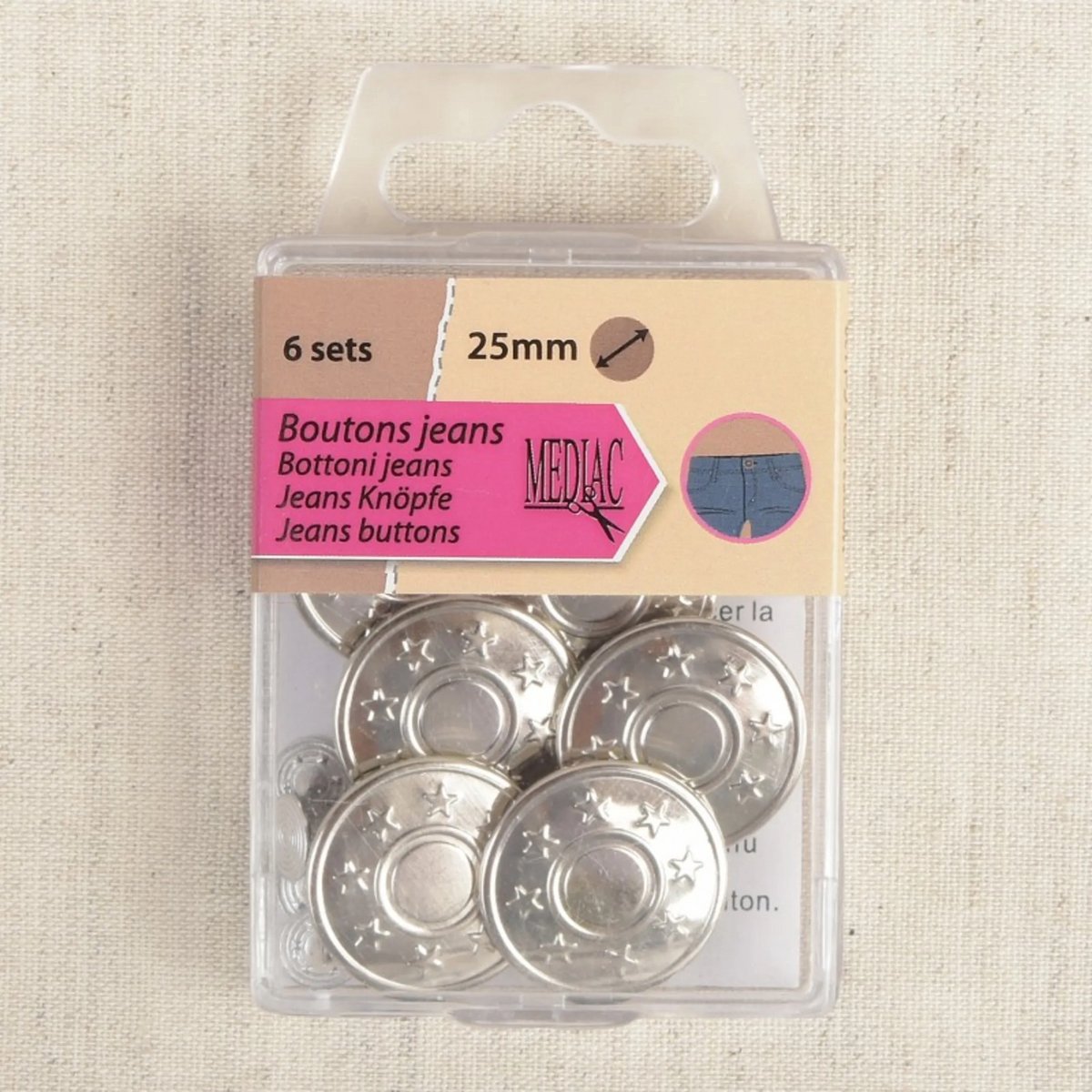 Mediac inslag jeans knopen 20mm 6 stuks