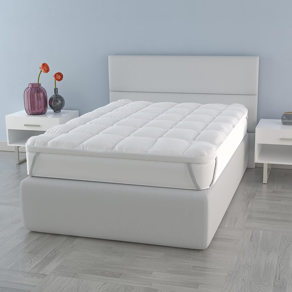 Quilted topper 120 x 195 cm - microfiber - met elastische banden - optimale comfort - ShopVlot