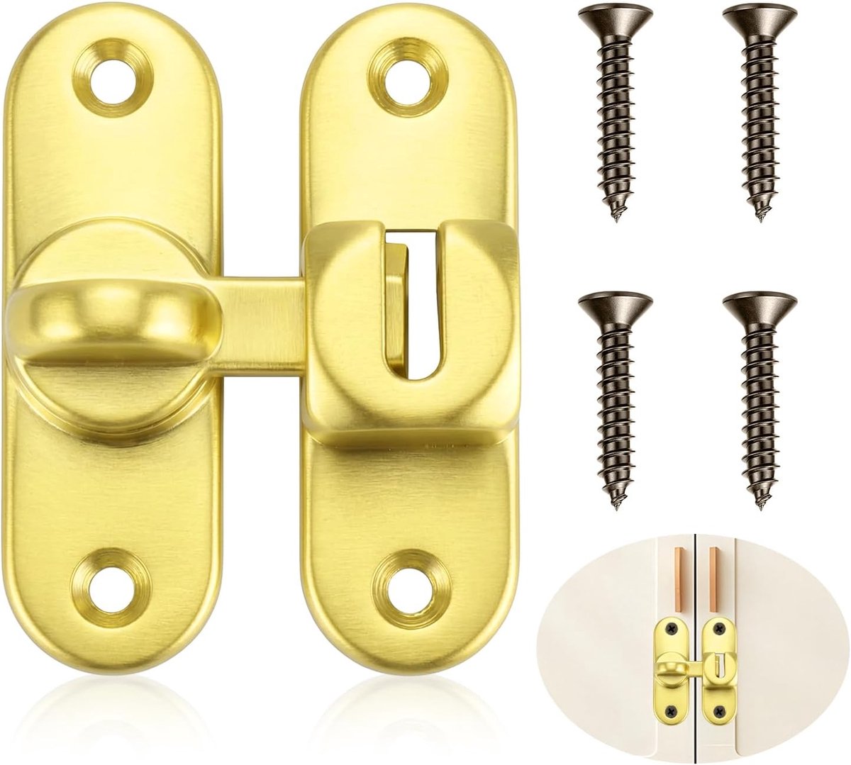 Retro-deurslot klapmechanisme 90/180° - zinklegering goud - voor schuren en kasten - SnelShoppen