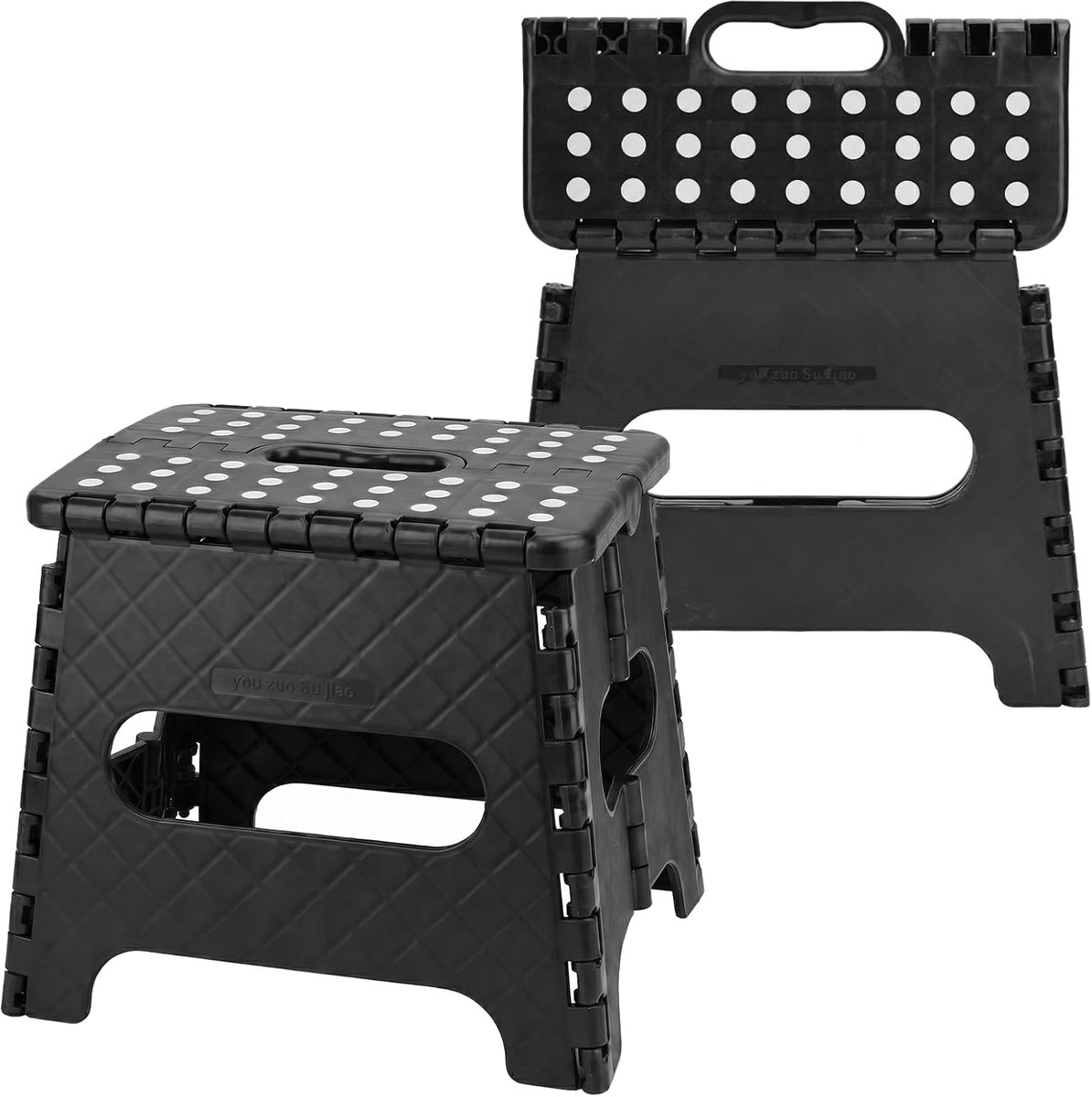 Klapkruk opvouwbaar 25cm - kunststof - zwart met stippen - ideaal voor badkamer en camping - SnelShoppen