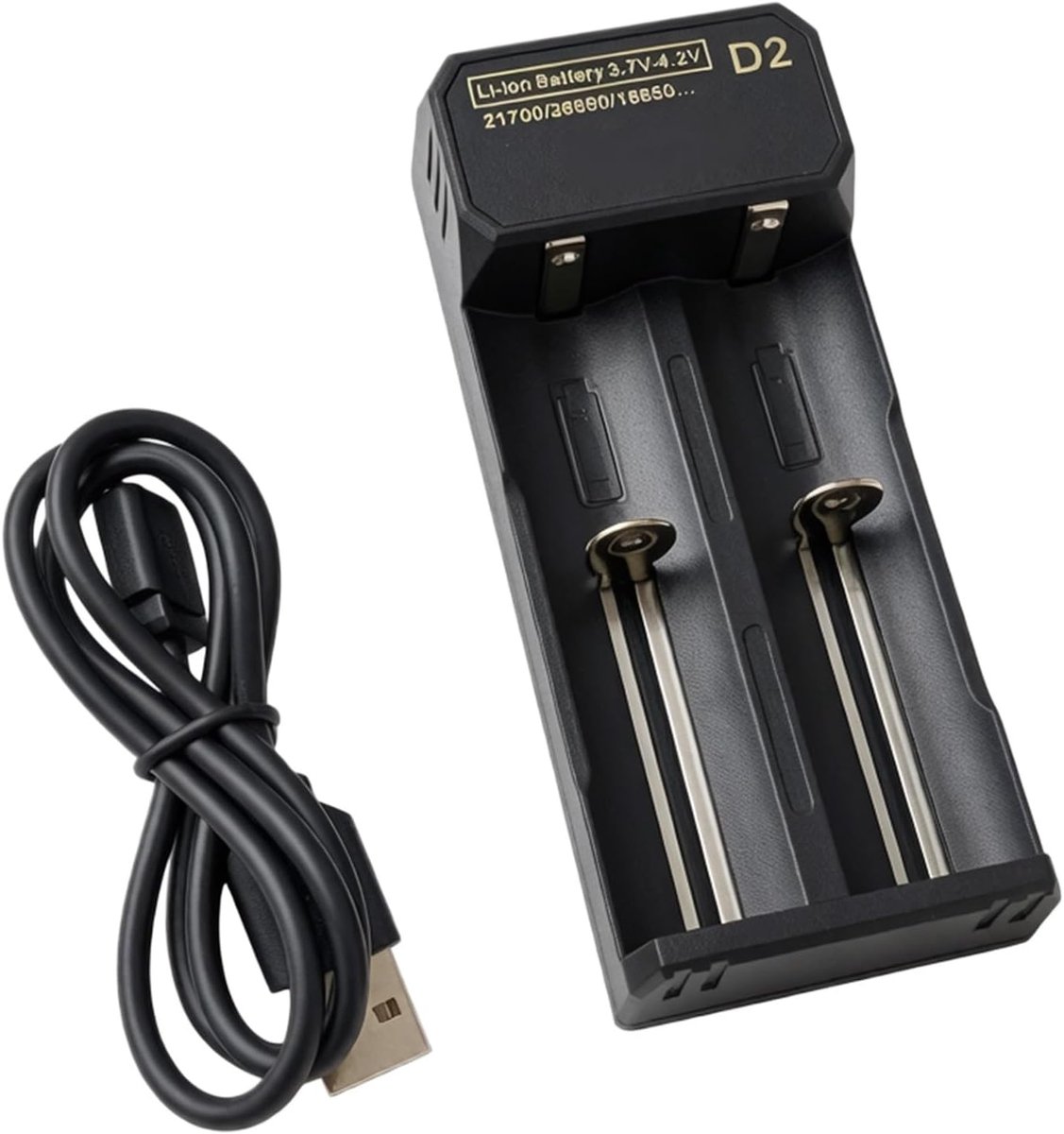 Acculader USB-C 18650 met 2 sleuven - Oplader voor Li-ion 3,7 V - Compatibel met meerdere batterijformaten - SnelShoppen