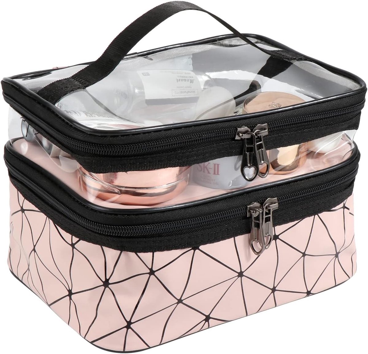 Toilettas Dubbele Laag Make-up Tas - Roze - Waterdicht - Gescheiden opslag voor toiletten - SnelShoppen