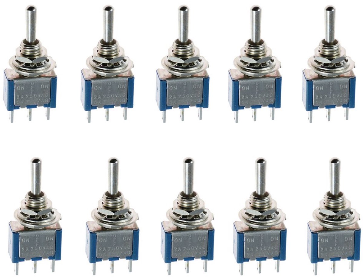 Mini Rockerschakelaar ON/OFF/ON 5A - Blauw - 3 Pins - Ideaal voor dashboard of panelen - SnelShoppen