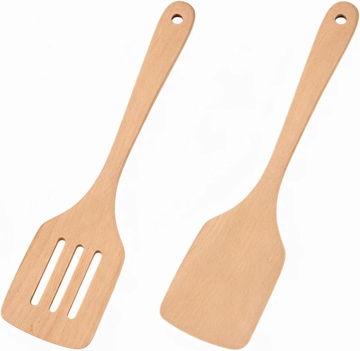 keukenspatel 2 stuks - hout - hittebestendig - voorkomt krassen op pot - SnelShoppen