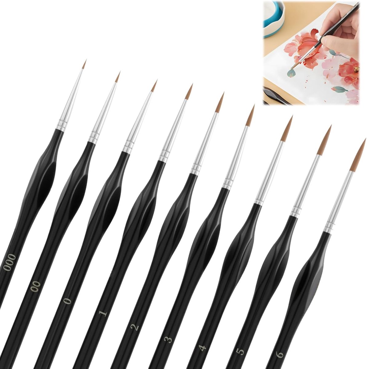 Verfkwasten 9 stuks - Professionele detail- en miniatuurkwasten - Nylon met koperen hulzen - SnelShoppen