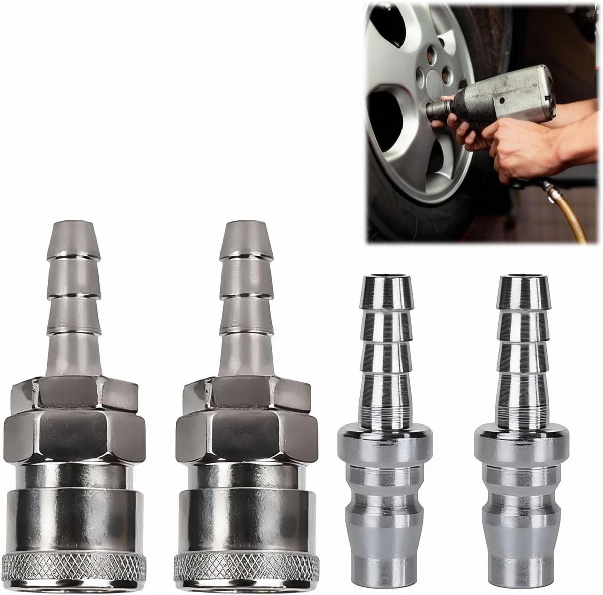 Compressielucht snelkoppeling 8 mm - zinklegering - voorkomt luchtlekkage - geschikt voor compressoren - SnelShoppen