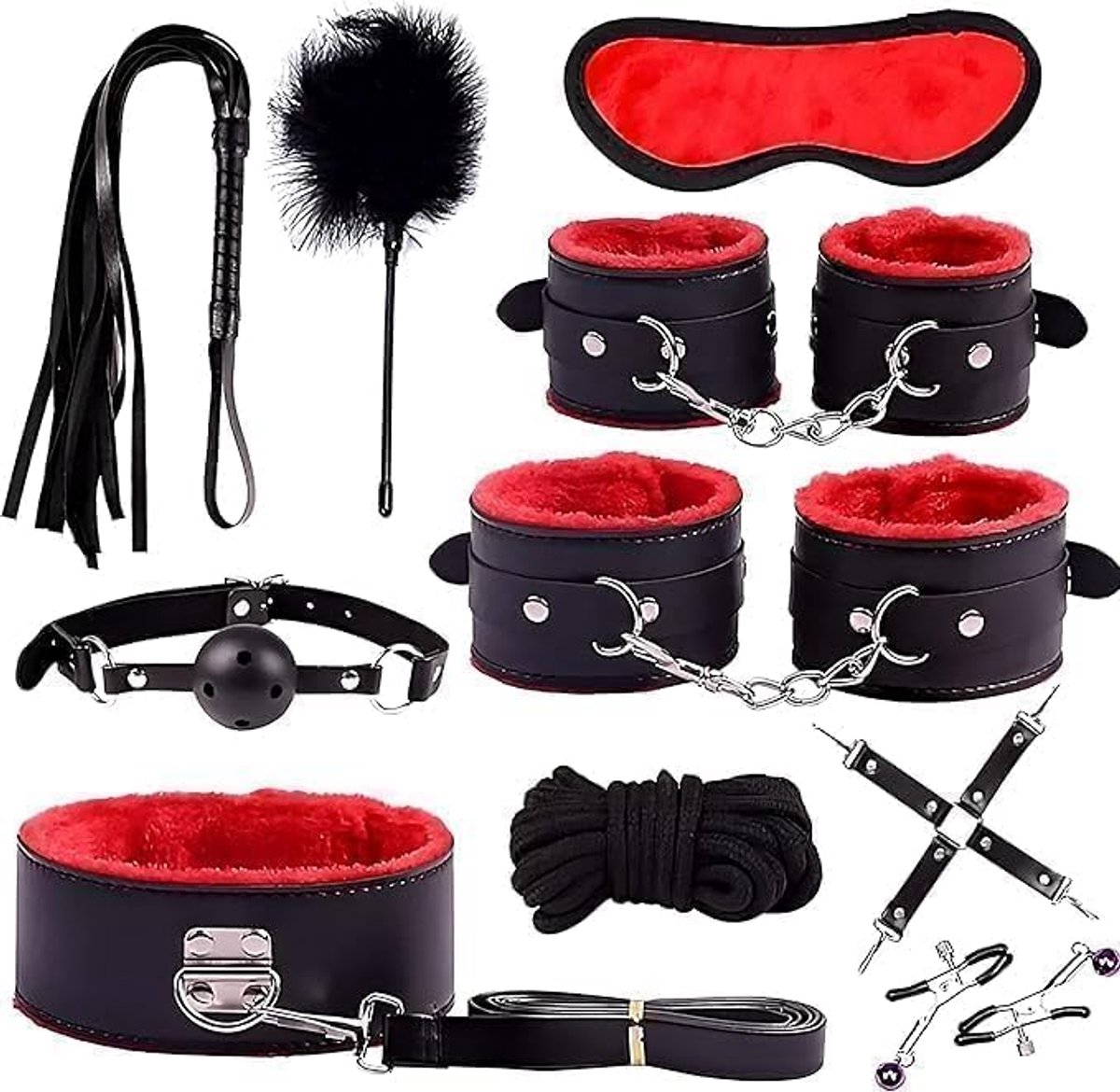 BDSM set voor koppels - luxe 10-delige kit - premium materialen - ontdek intimiteit samen - ShopVlot