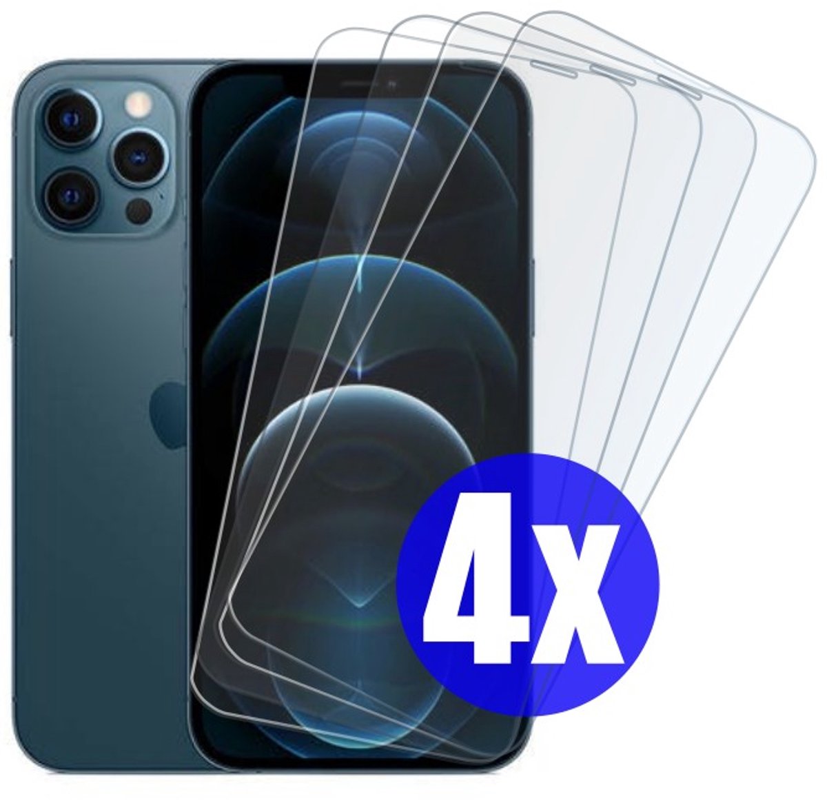 Screenprotector geschikt voor iPhone 12 / 12 Pro - Gehard Glas - Tempered Glass Armor Screen Cover - 4 Stuks