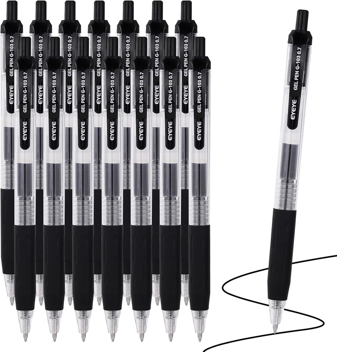 Gelpen 0,7 mm - zwart - intrekbaar - soepel schrijven voor kantoor en school - SnelShoppen