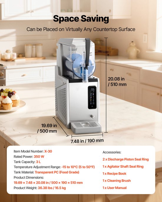 Slushmachine 1 X 3 L, 350 W Slush-Ijsmaker Zonder Ijs, Elektrische Machine met Zelfreinigende Functie, Ideaal voor Bevroren Dranken Zoals Margarita's, Frappés, Milkshakes en Shakes — afbeelding 4