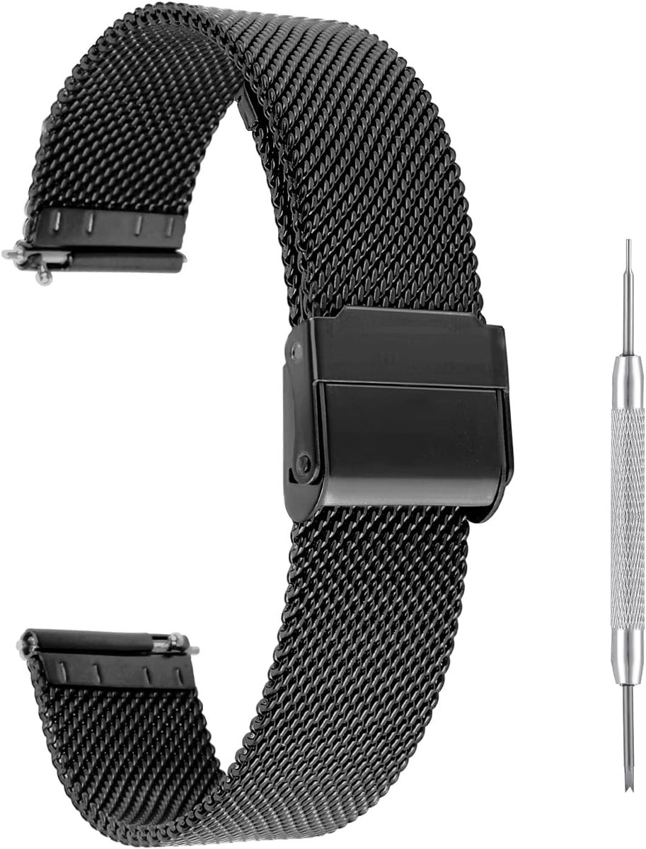 Horloge band 16mm 18mm 20mm - verstelbare roestvrijstalen mesh band - snelsluiting - stijlvol en comfortabel - SnelShoppen