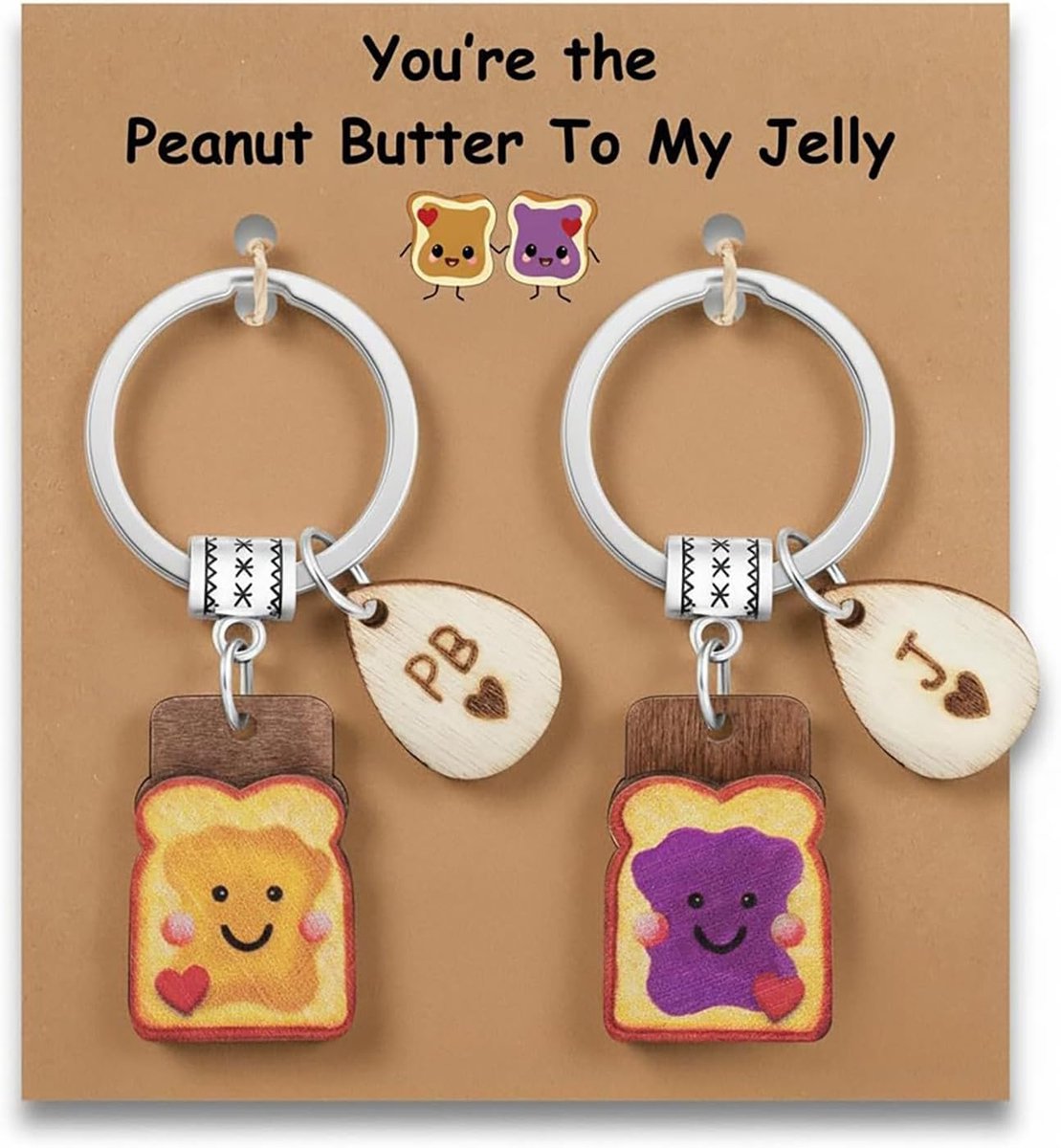 Sleutelhangers broodvorm - natuurlijk hout - schattige toast stijl - perfect voor vrienden - SnelShoppen