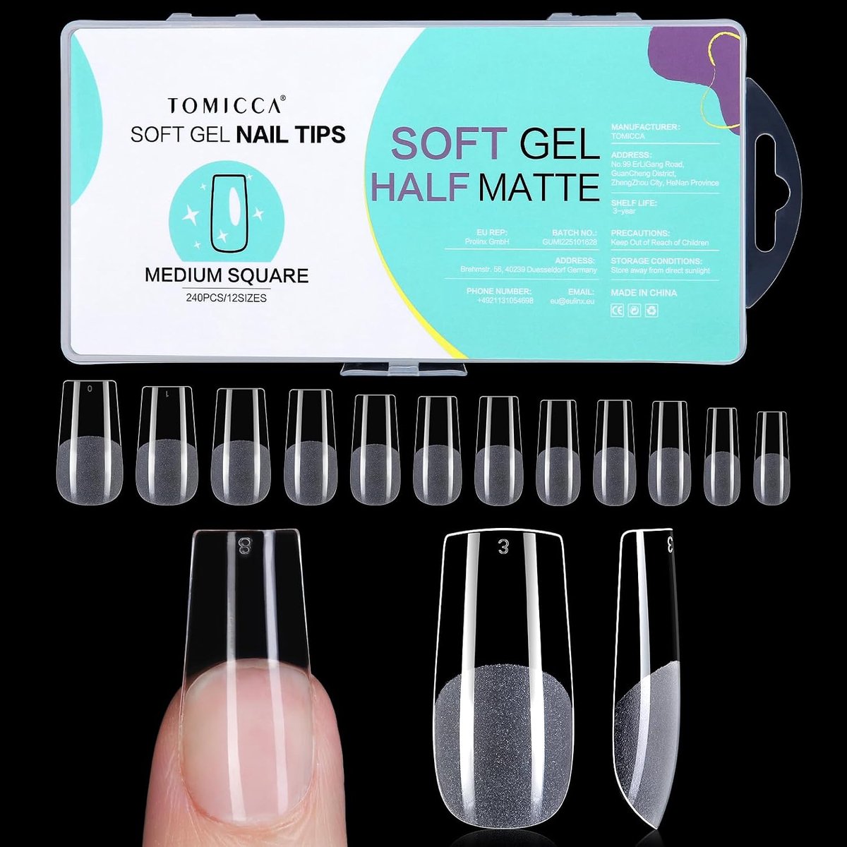 Nageltips 240 Stuks - Volledige Bedekking Zachte Gel Tips - Korte PMMA Kunstnagels - Perfect voor Nail Art - SnelShoppen