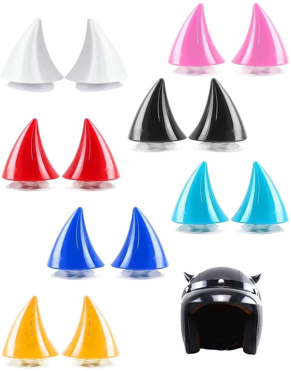 Motorhelm hoorns - 14 stuks demon hoorns - 7 kleuren - unieke motorhelm decoratie - ShopVlot