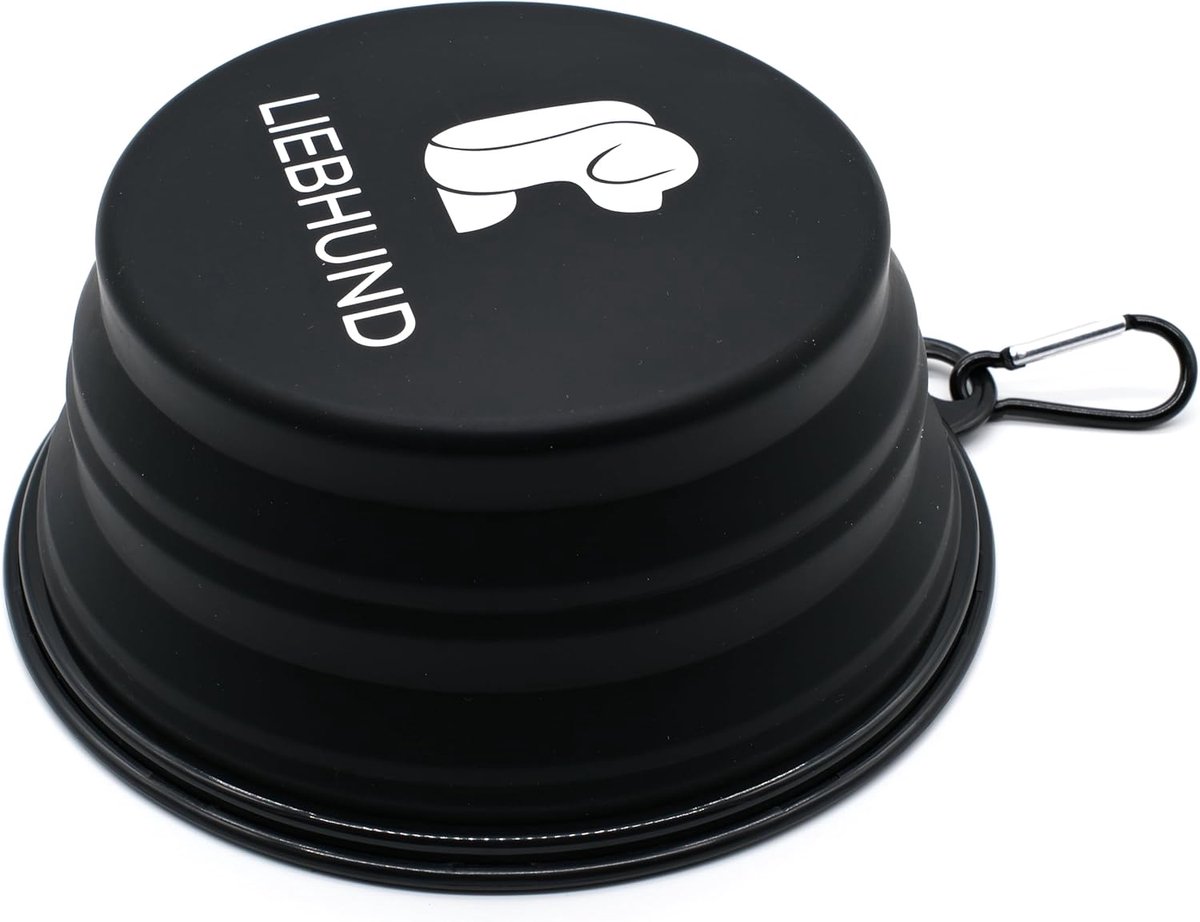 Hondenbak opvouwbaar L - zwart siliconen - 1000ml - ideaal voor reizen - ShopVlot