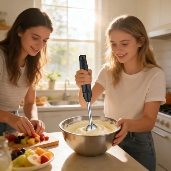 Elektrische Handmixer - Keukenmixer Staafmixer - Eten Bereiden - Krachtige 400 Watt Motor - 13.7D x 22B cm - Wit — afbeelding 2