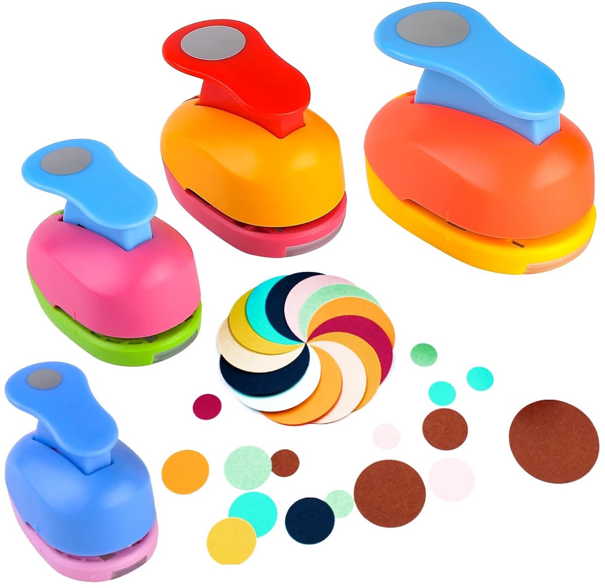 Ronde Ponsen 4 Stuks Cirkelpons, Vormponsen Rond, Papierpons Rond, Vormpons Set, Uitponsen Vorm-Locher voor Scrapbooking, Knutselen, Foto's, Wenskaarten, Cadeaulabels (8, 15, 25, 38mm)