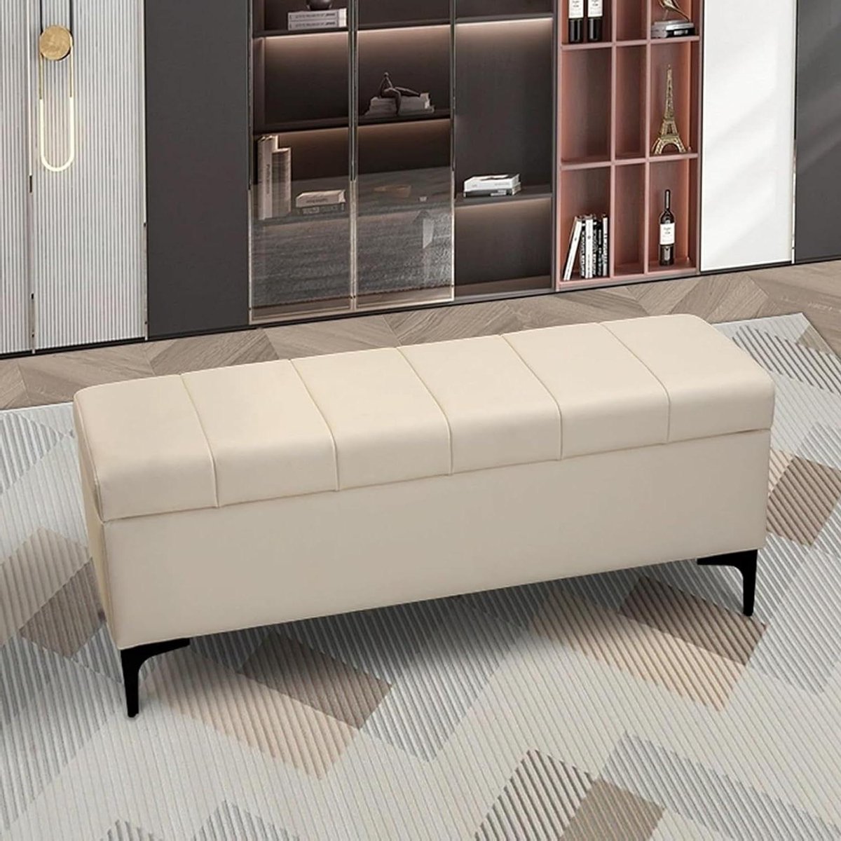 Opbergbank - Veranderkruk Sofa - Entree Organiseren - Gewatteerde Zitting - 60 cm - Beige