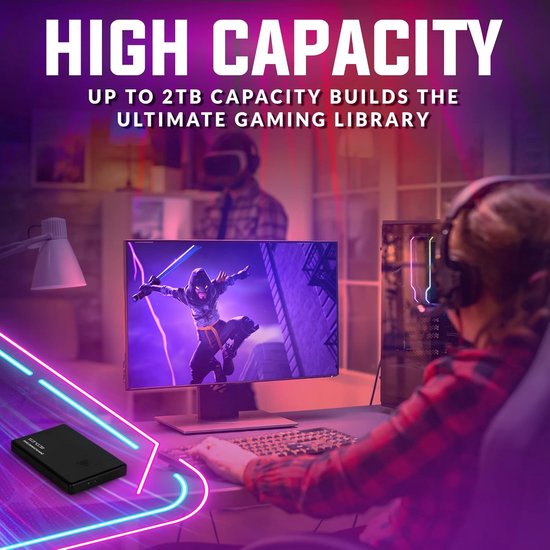 Externe Harde Schijf - Draagbare Opslag - Data Back-up - Ultradun Ontwerp - 2TB Capaciteit - Zwart — afbeelding 2