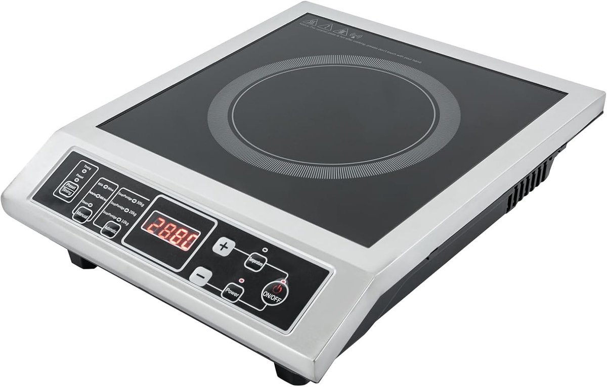 Inductiekookplaat 3500 W - microkristallijn glas - 8 niveaus temperatuurregeling - ideaal voor camping - SnelShoppen