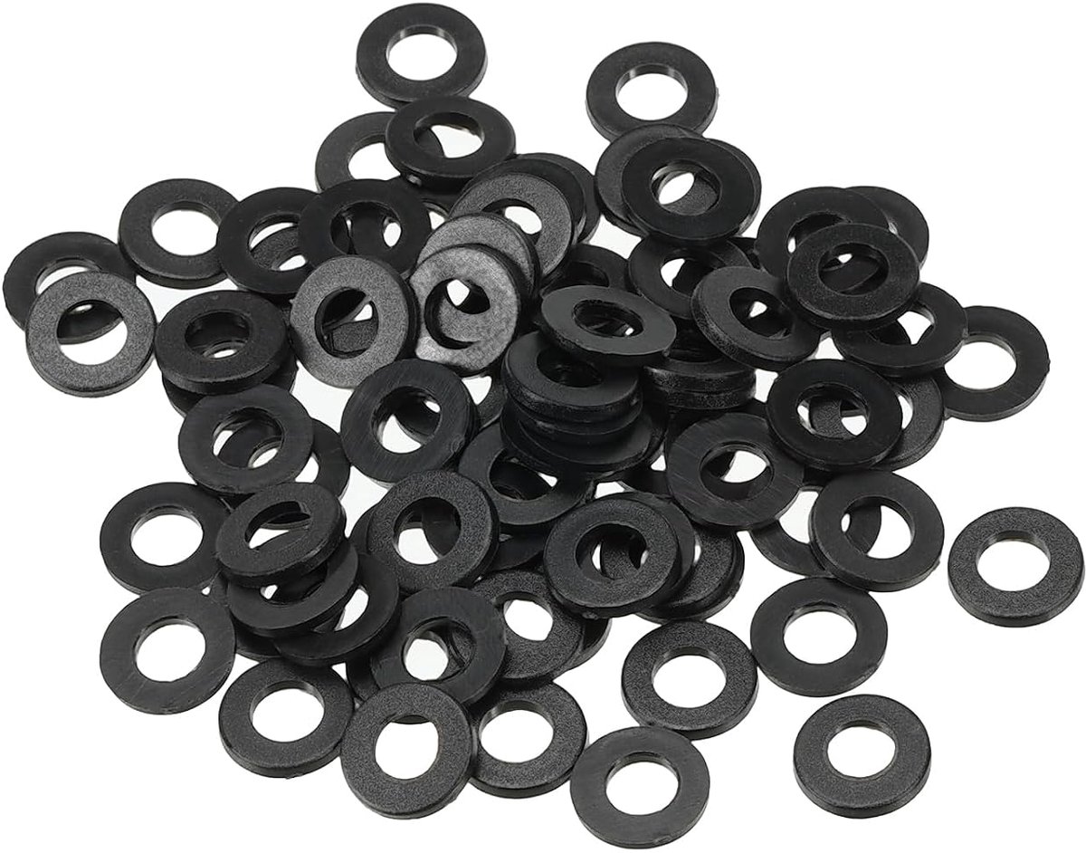 Platte sluitring, 80 stuks 4 mm ID 8 mm OD 1 mm dikke afdichtingsring voor kraan, waterslang, bevestiging, bout, zwart