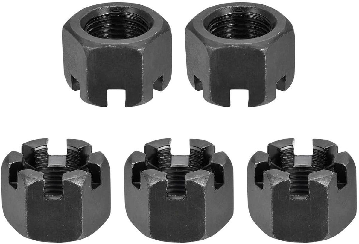 M18 x 1,5 mm (DxP) zeskantige sleufmoeren - 5 stuks - goed voor machinereparatie - koolstof staal zwart